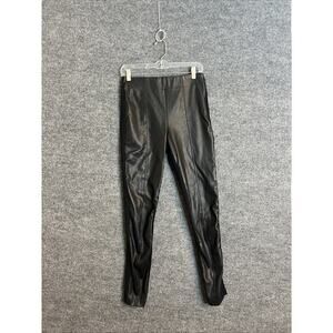 Ann Taylor Womens Faux Leather Leggings Size 6 Tall Black Side Zip Stretch